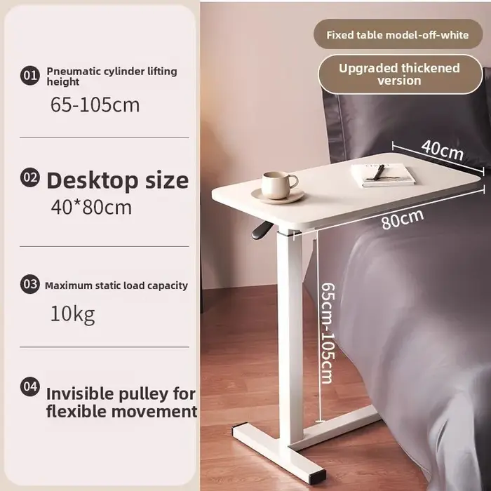 Table basse relevable 40 x 80 cm, table de chevet amovible avec roulettes, petite table d'appoint en