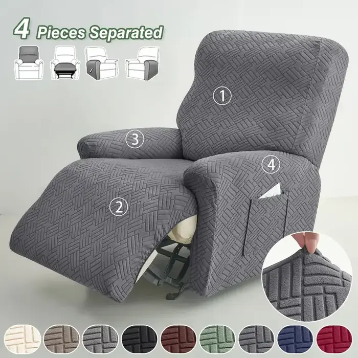Housse de canapé inclinable fendue 1 place pour salon Jacquard