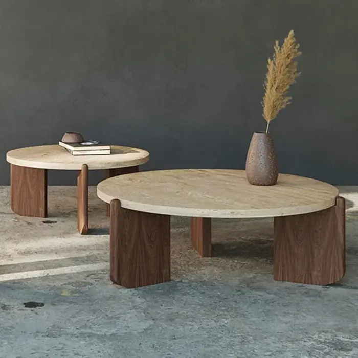 Pour Table basse ronde marbre salon nordique rond entrée Tables basses