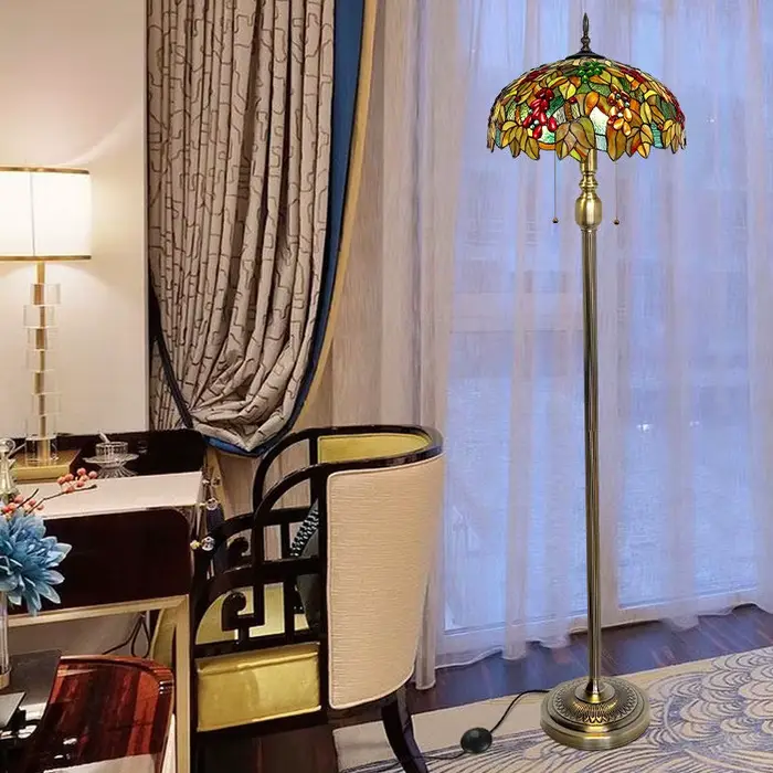 Lampadaire LED Rétro Américain pour Salon, Décoration d'Intérieur Haut de Gamme, Chevet de Chambre, Hôtel, Salle à Manger, Éclairage Vertical