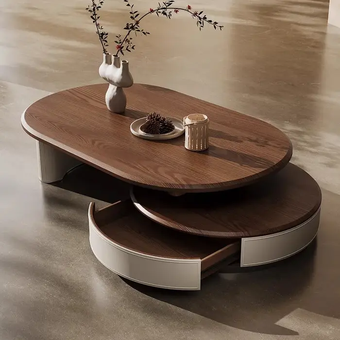 Table basse ronde télescopique de luxe légère de Style moderne, petit appartement, salon moderne et 