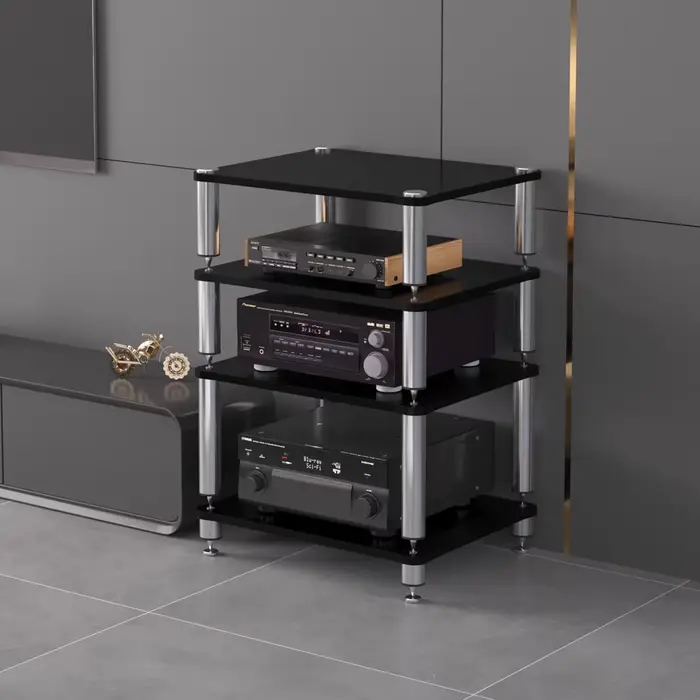 Meuble audio AV Rack Meuble TV disponible en noir, blanc et argent