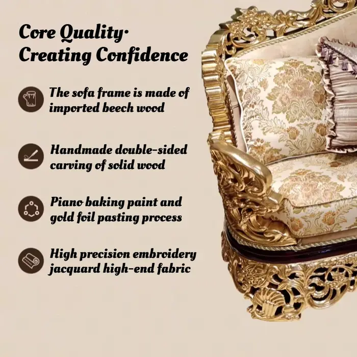 Ensemble de canapés Chesterfield capitonnés sectionnels en bois massif sculpté