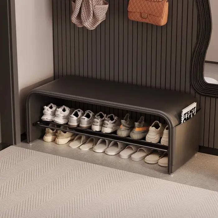 ‌ Banc d'entrée moderne avec rangement pour chaussures, siège de couloir rembourré, pouf de chambre 
