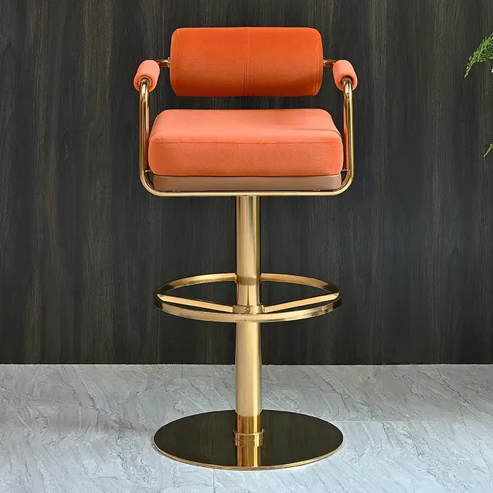 Tabourets de Bar de luxe modernes avec dossier et tabouret de Bar pivotant de comptoir de Base dorée couleur personnalisée