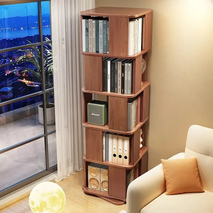 Bibliothèque rotative à 360 degrés en bois massif, support pour livres d'images pour enfants, pour c