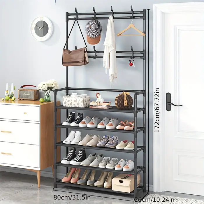 Porte-manteau et chaussures en métal à 4/5 niveaux avec 8 crochets, pour salon, chambre à coucher, b