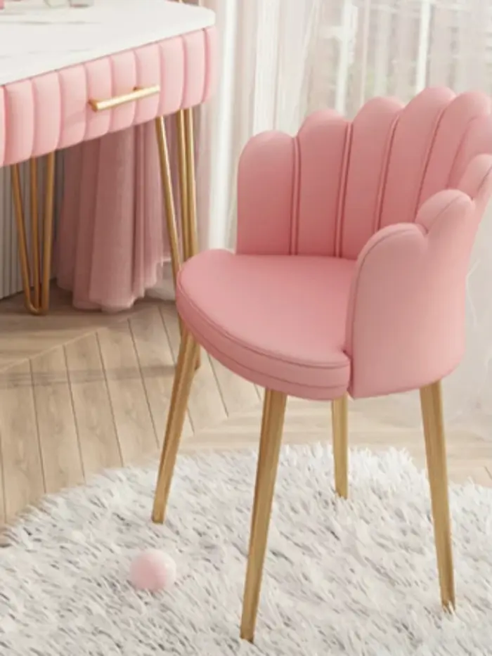 Coiffeuse de chambre blanche en bois avec miroir et tiroirs, éclairée, rose, meuble de maquillage