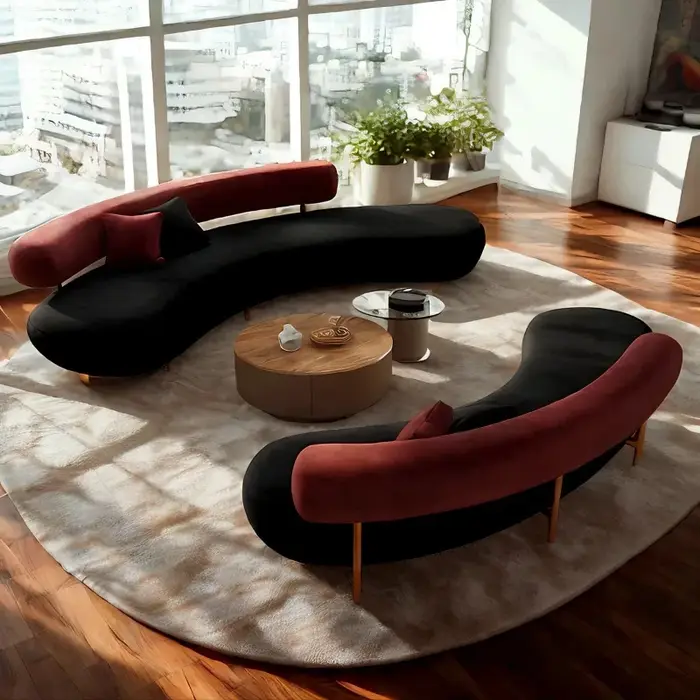 Canapés de salon ronds incurvés Pouf fauteuil canapé paresseux bureau