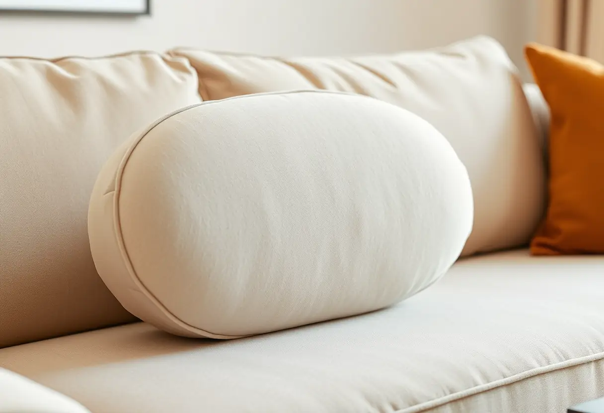 Coussin ovale en mousse à mémoire de forme sur le dos d'un canapé